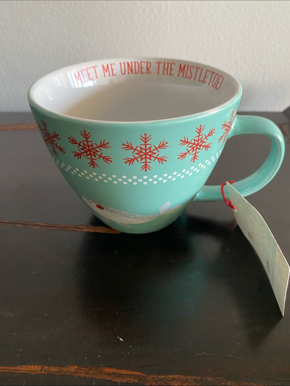 Mint Green Holiday Snowflake Ceramic Mug